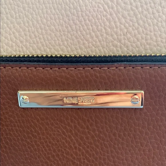 Nine West Black, Cream, and Brown Satchel - Picture 2 of 4